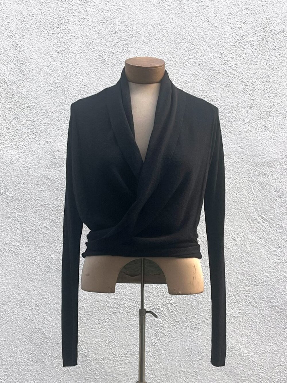 AllSaints Wasson Pirate Draped Wrap Black Wool Cardigan Sweater Size 4